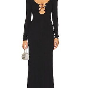 Alice + Olivia Black Long Sleeve Cutout Maxi Dress